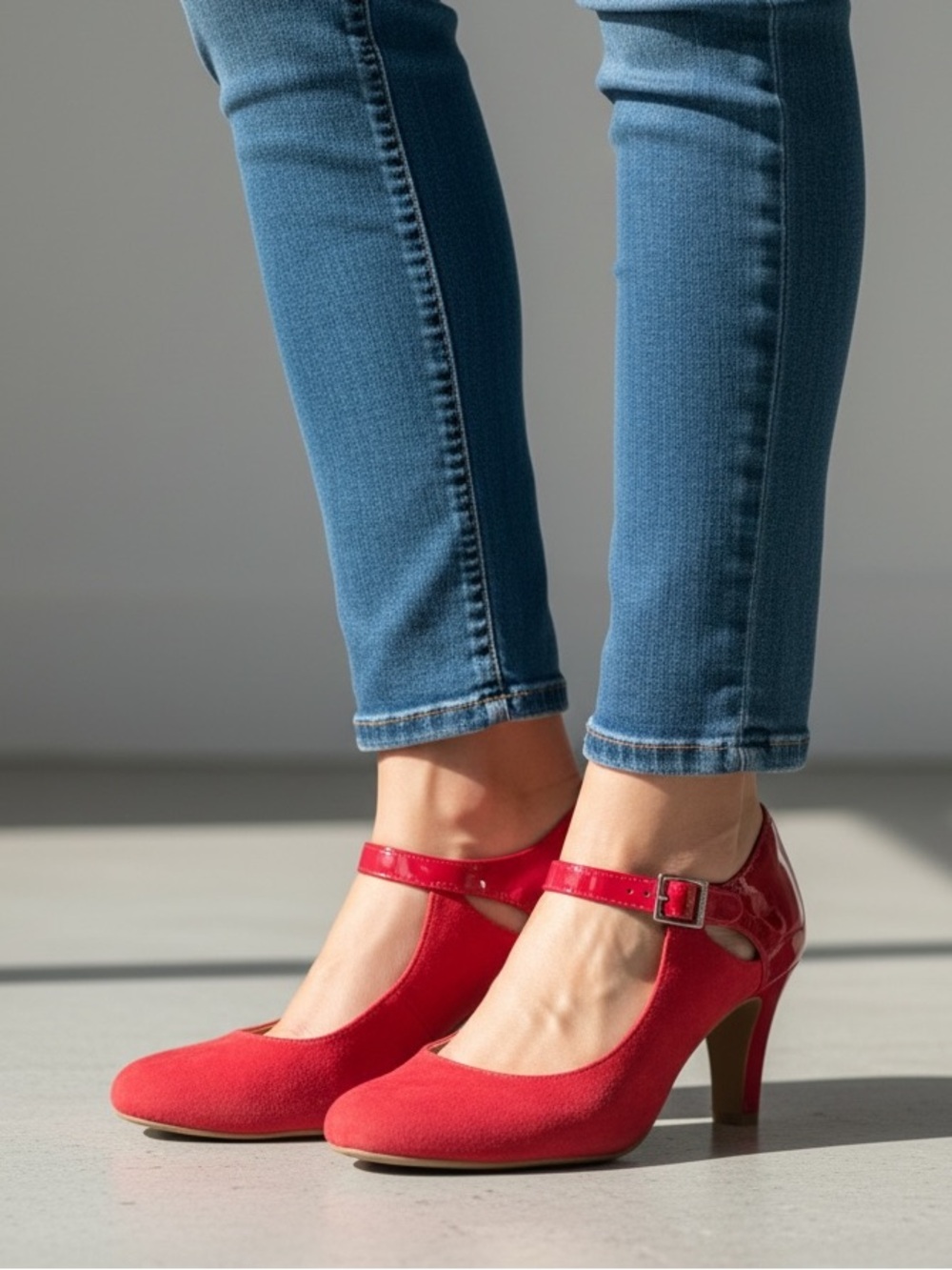 Red Mary Jane High Heel Pumps